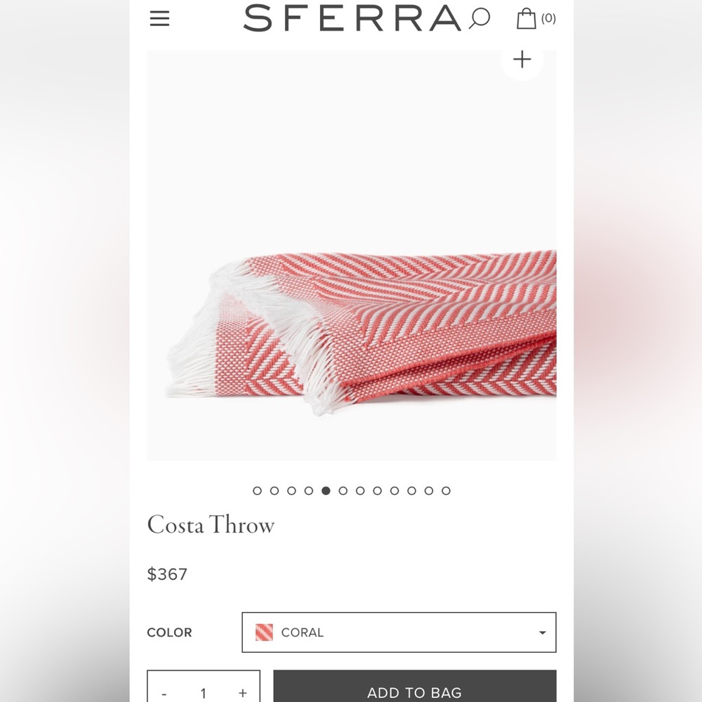 SFERRA Pink and Cream Throw Blanket